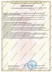 Сертификат на противопожарные двери с решёткой (лист 2)